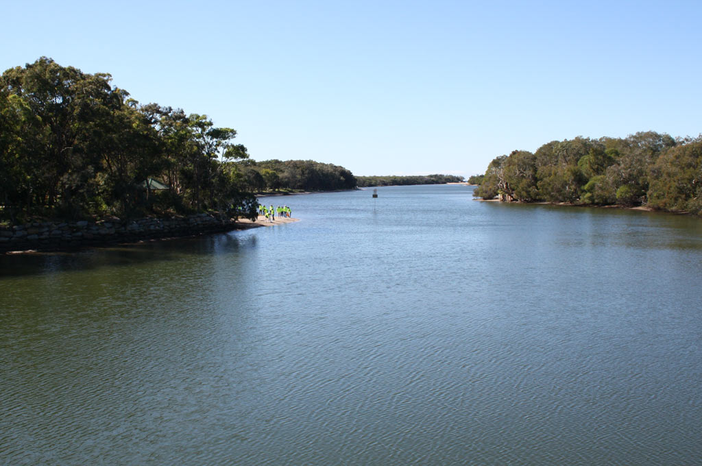 Image of Currimundi Lake looking from bridge towards lake mouth / ocean.